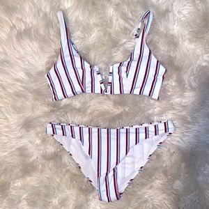 Ardene White Striped Bikini Set